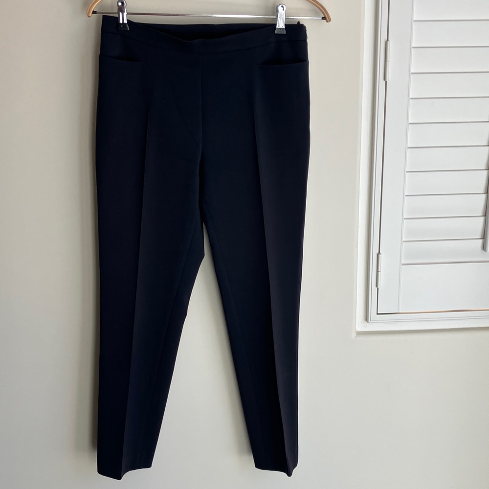 AKRIS PUNTO Franca Mid-rise Cropped Pants Dark Navy Blue Cotton Blend Women's 8